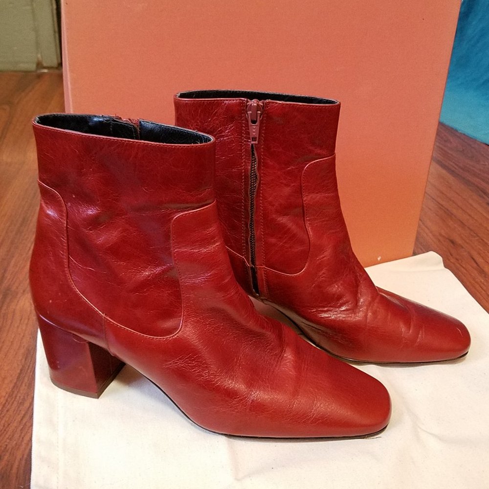 ANAKI Red Ankle Boots Red Size 9 Soft Leather